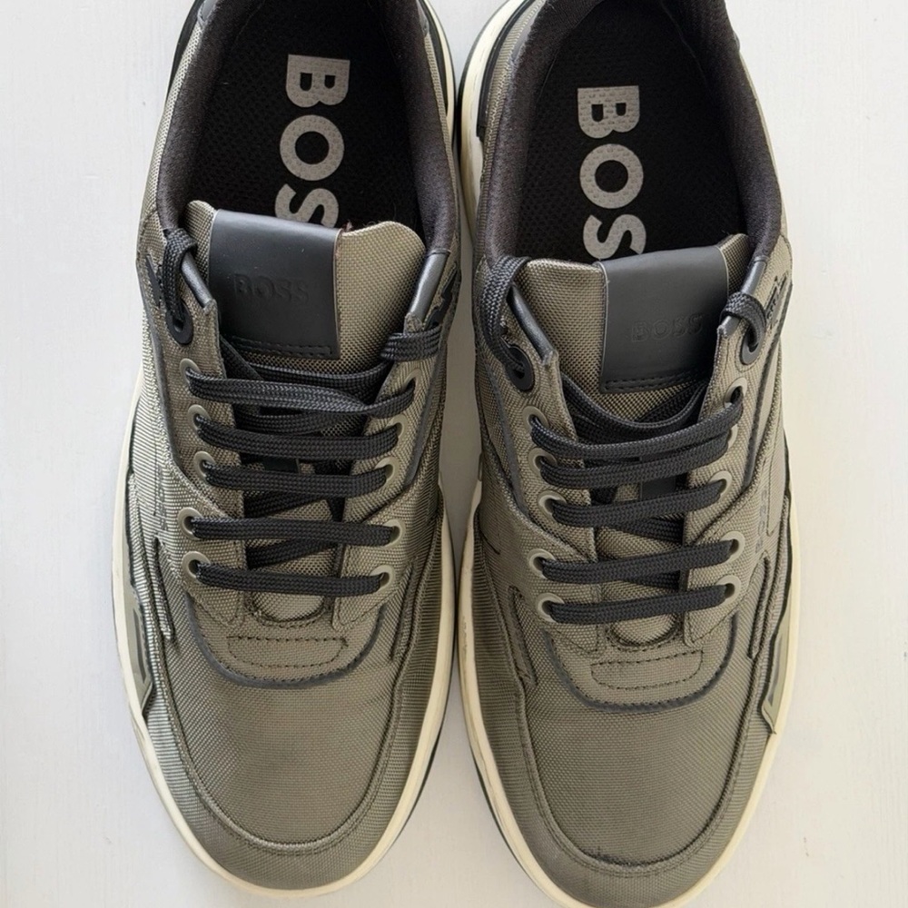 The BOSS Baltimore panelled sneakers in green generally - Picture 3 of 7